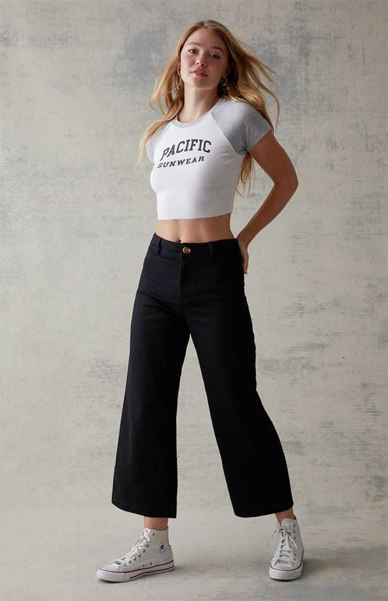 BLACK PacSun Cropped Flare Pants | JPQGHKA-72