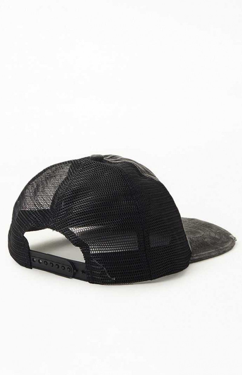 BLACK PacSun Distressed Trucker Hat | RIBXUGL-32