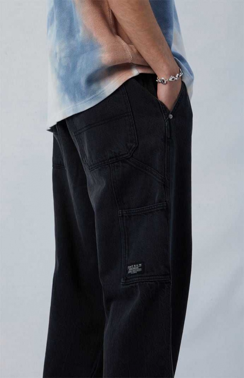 BLACK PacSun Eco Black Baggy Carpenter Jeans | UIZKDJB-38