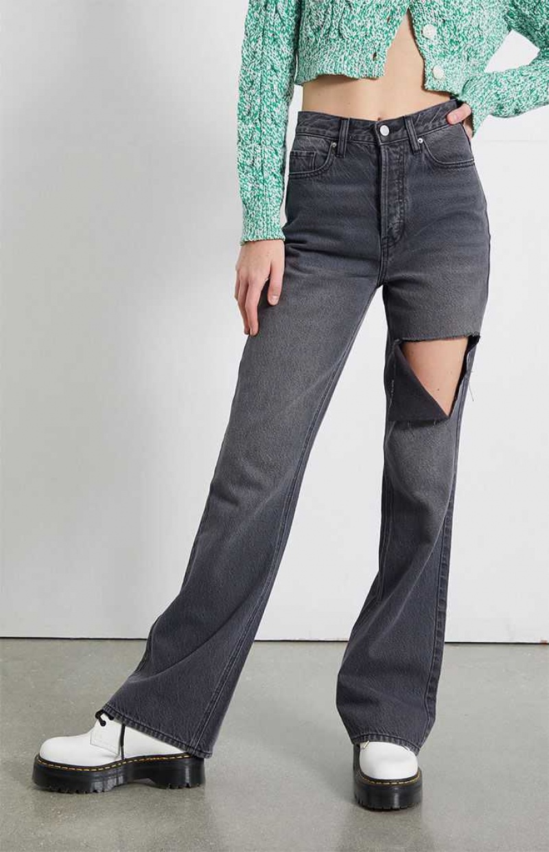 BLACK PacSun Eco Black Cutout High Waisted Bootcut Jeans | KNSUBPT-56