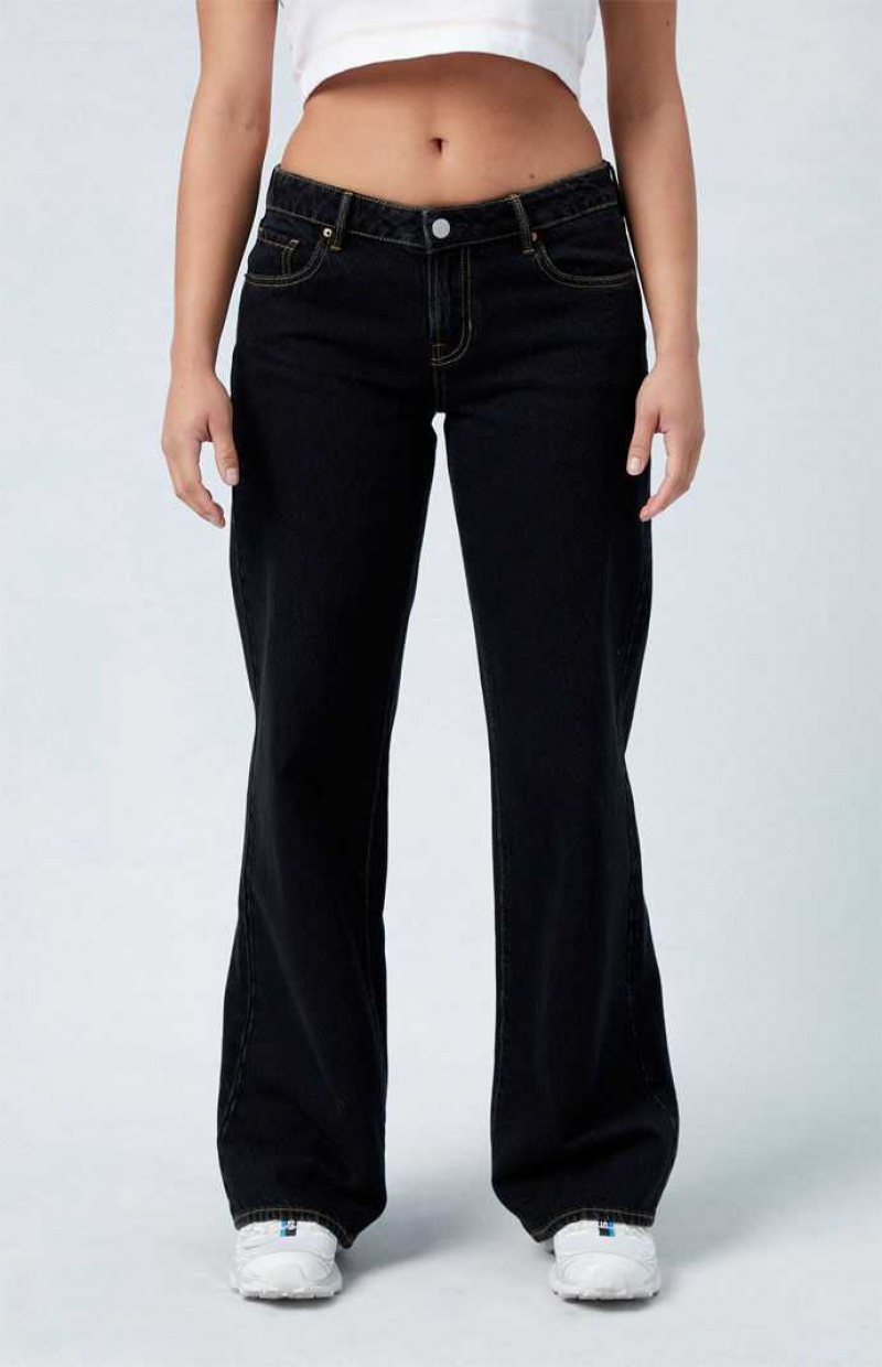 BLACK PacSun Eco Black Low Rise Wide Leg Jeans | FHMEXIG-15