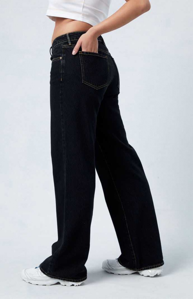 BLACK PacSun Eco Black Low Rise Wide Leg Jeans | FHMEXIG-15