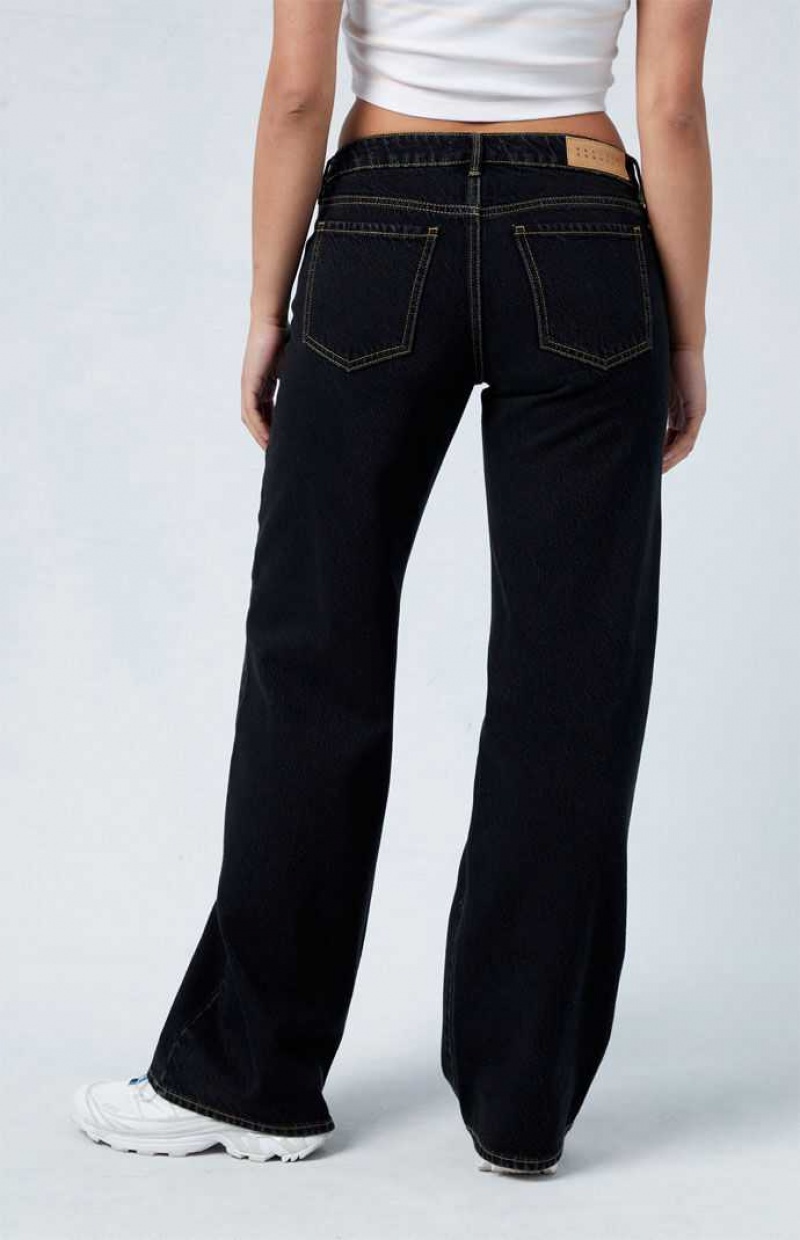 BLACK PacSun Eco Black Low Rise Wide Leg Jeans | FHMEXIG-15