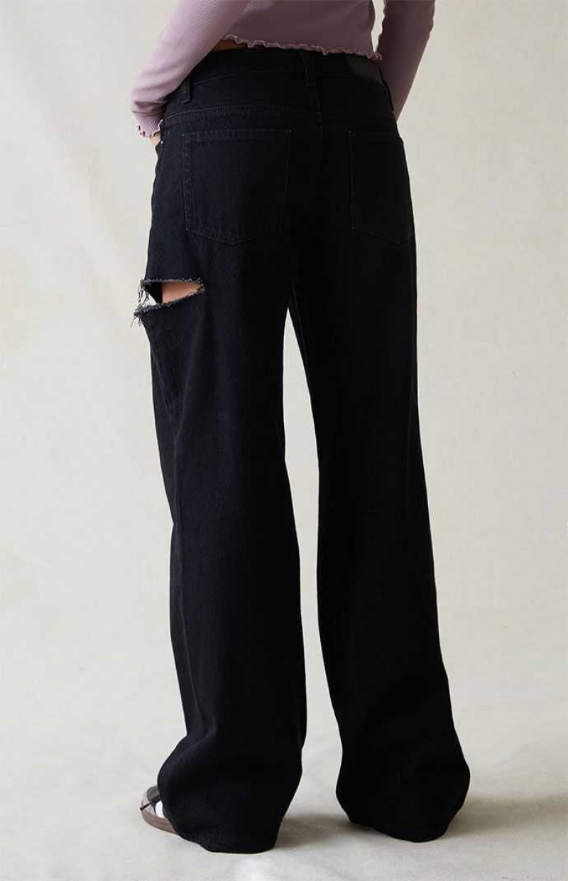 BLACK PacSun Eco Black Ripped Low Rise Baggy Jeans | MFXKJPQ-38