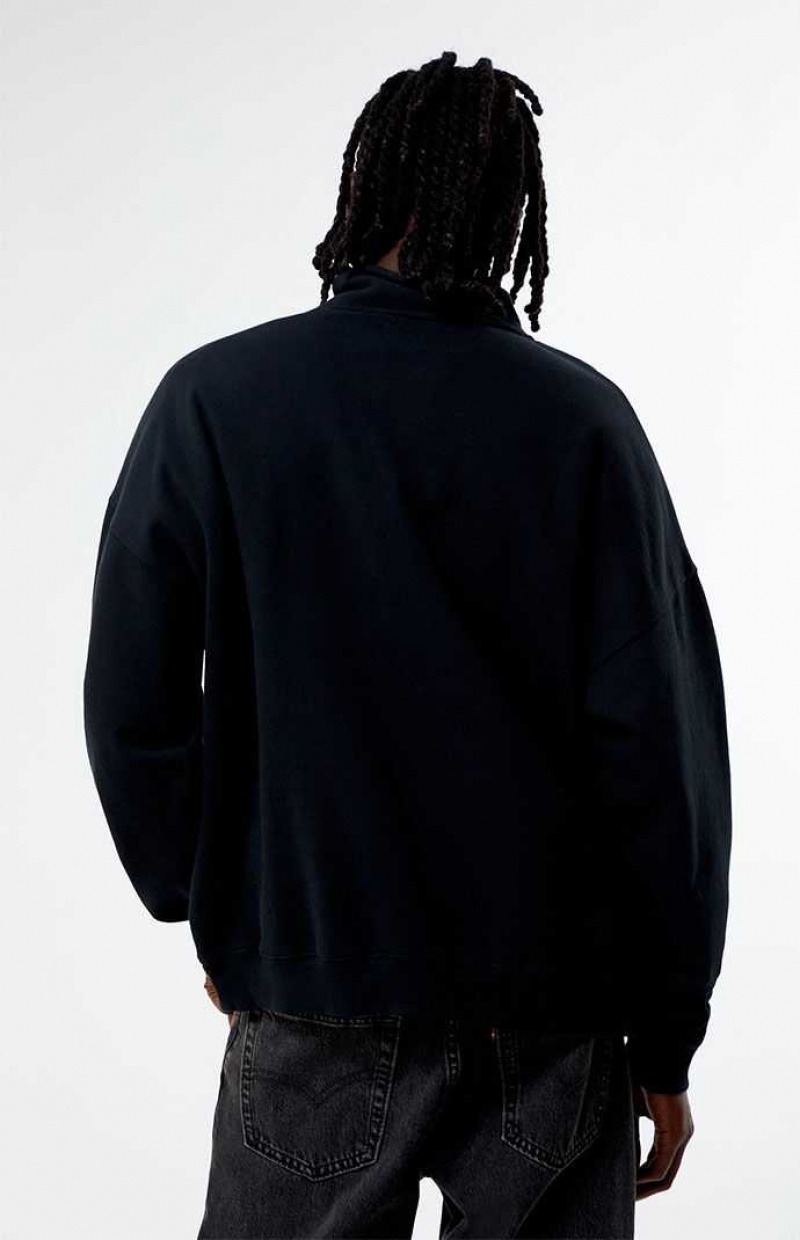 BLACK PacSun Eco Solid Quarter Zip Sweatshirt | BHFUITX-40