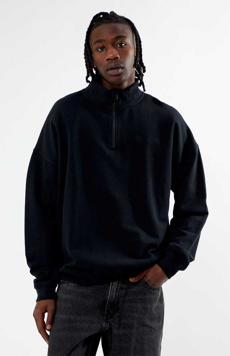 BLACK PacSun Eco Solid Quarter Zip Sweatshirt | BHFUITX-40