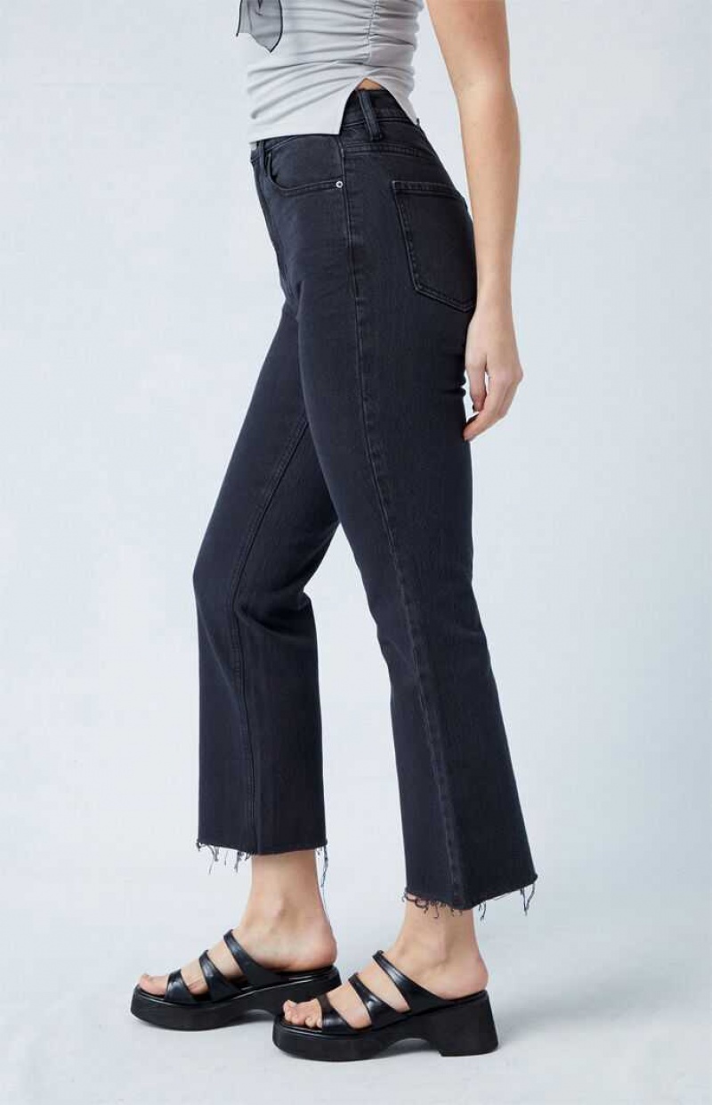 BLACK PacSun Eco Stretch Black High Waisted Cropped Bootcut Jeans | MTJBPUL-23