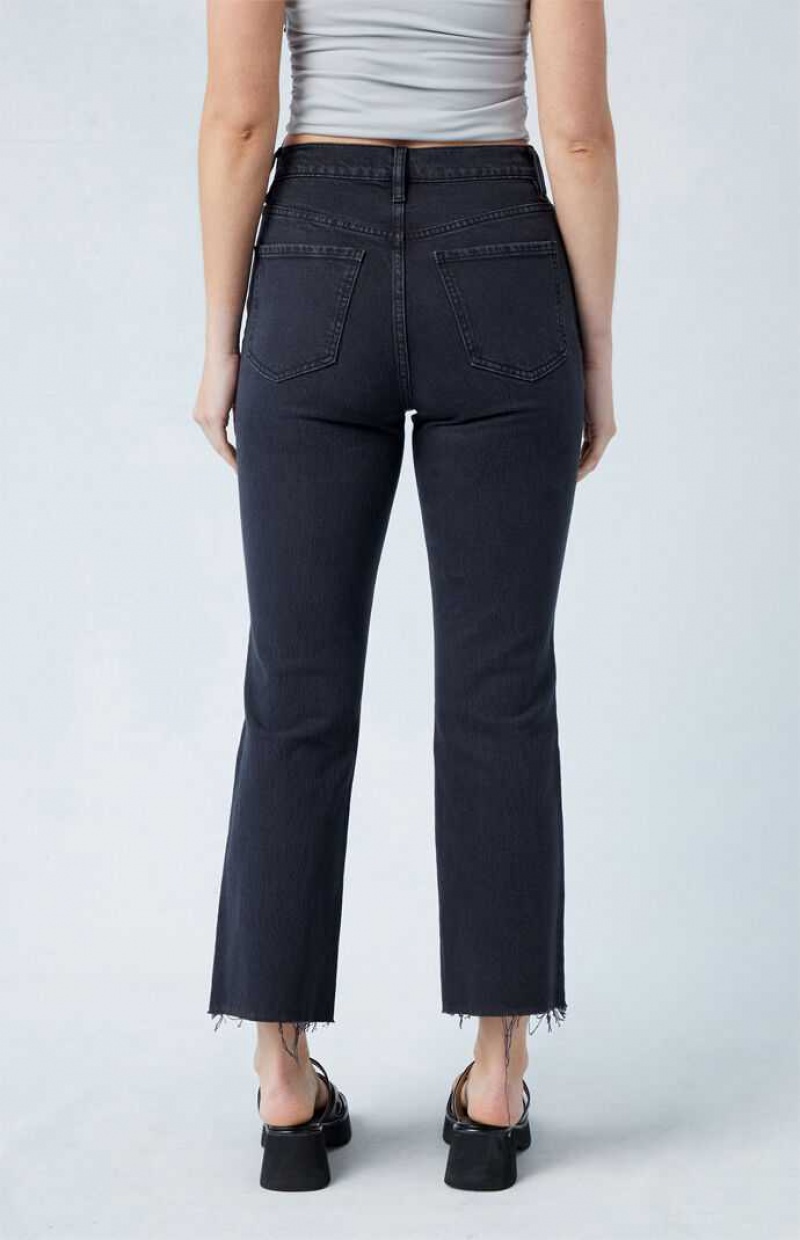 BLACK PacSun Eco Stretch Black High Waisted Cropped Bootcut Jeans | MTJBPUL-23