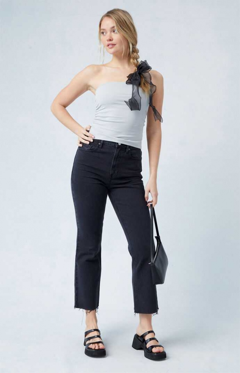 BLACK PacSun Eco Stretch Black High Waisted Cropped Bootcut Jeans | MTJBPUL-23