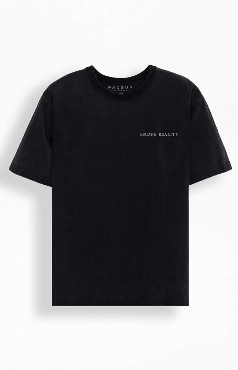 BLACK PacSun Escape Reality Oversized T-Shirt | HLOCBIQ-51