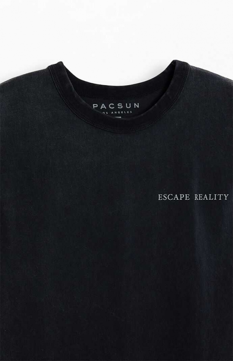 BLACK PacSun Escape Reality Oversized T-Shirt | HLOCBIQ-51