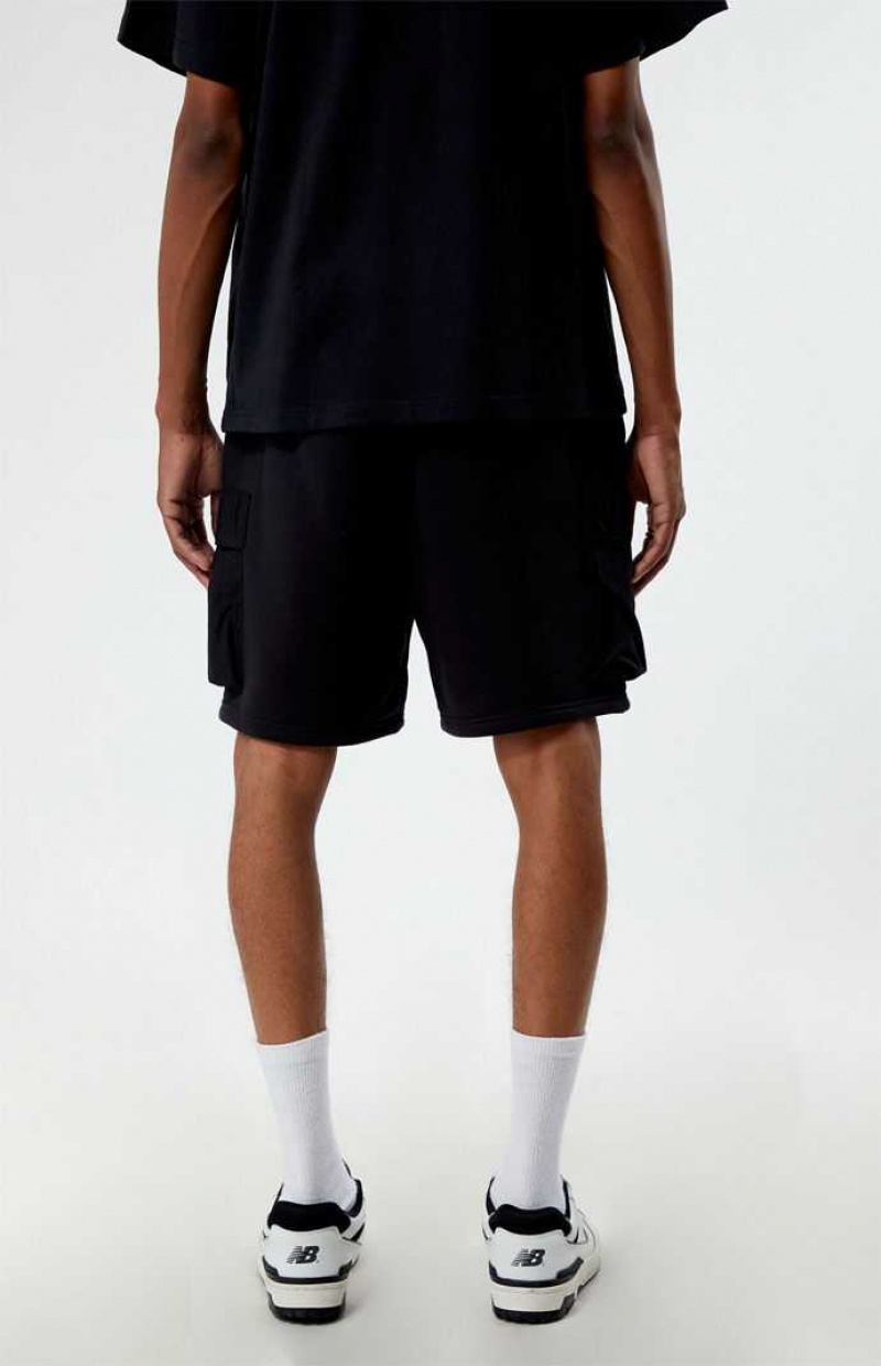 BLACK PacSun Fleece Black Cargo Shorts | WHYBXUO-93