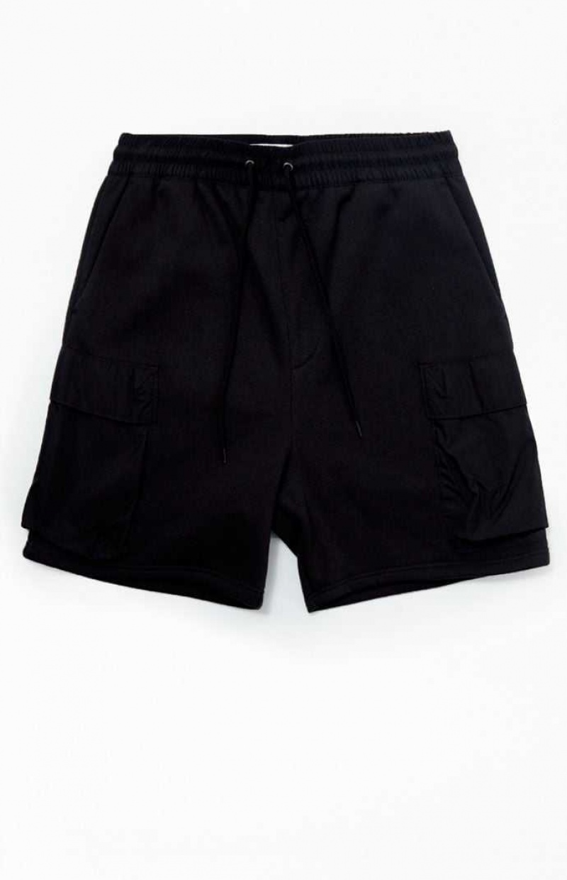 BLACK PacSun Fleece Black Cargo Shorts | WHYBXUO-93