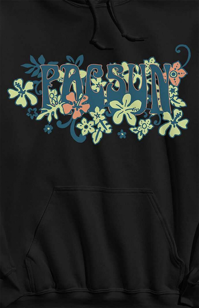 BLACK PacSun Floral Hoodie | TYBQJFW-79