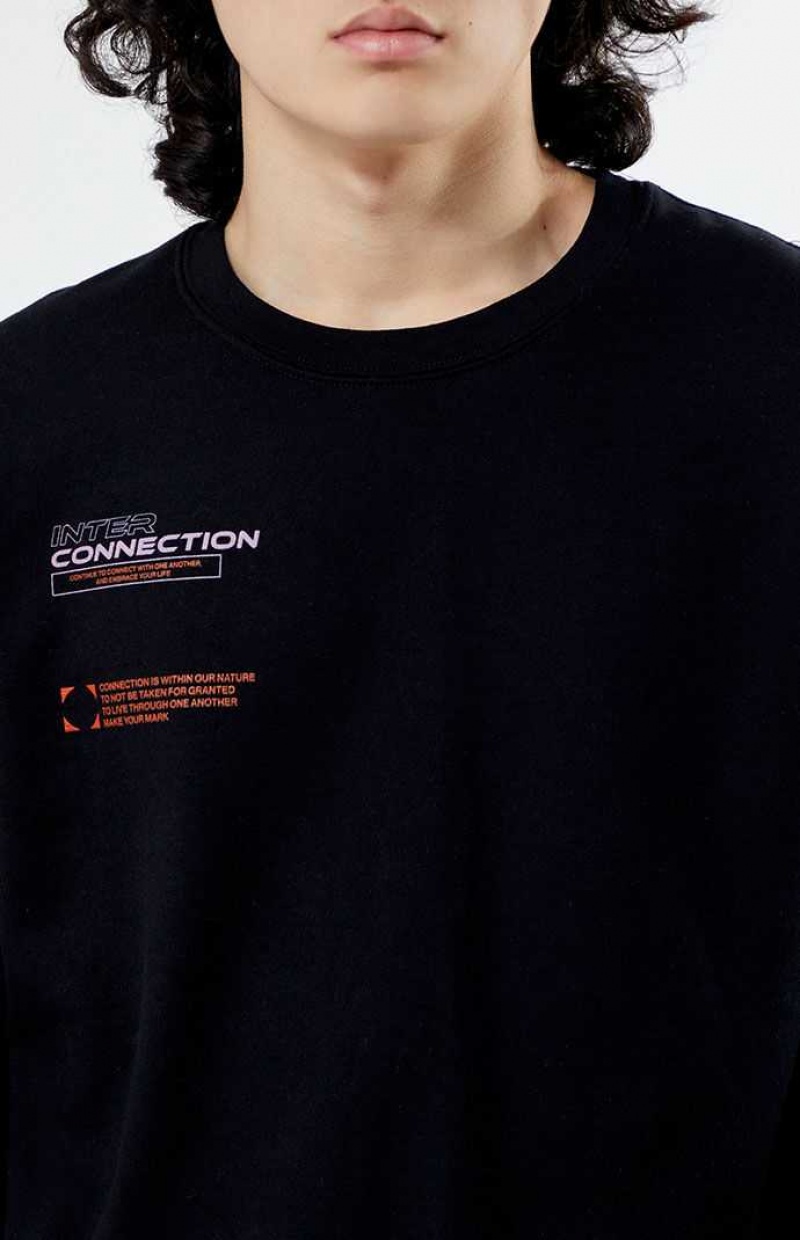 BLACK PacSun Interconnection Crew Neck Sweatshirt | VSJOZUQ-74