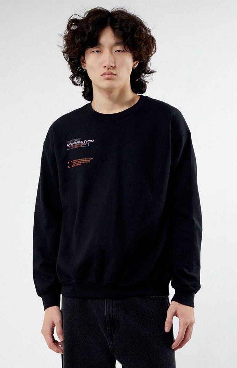 BLACK PacSun Interconnection Crew Neck Sweatshirt | VSJOZUQ-74