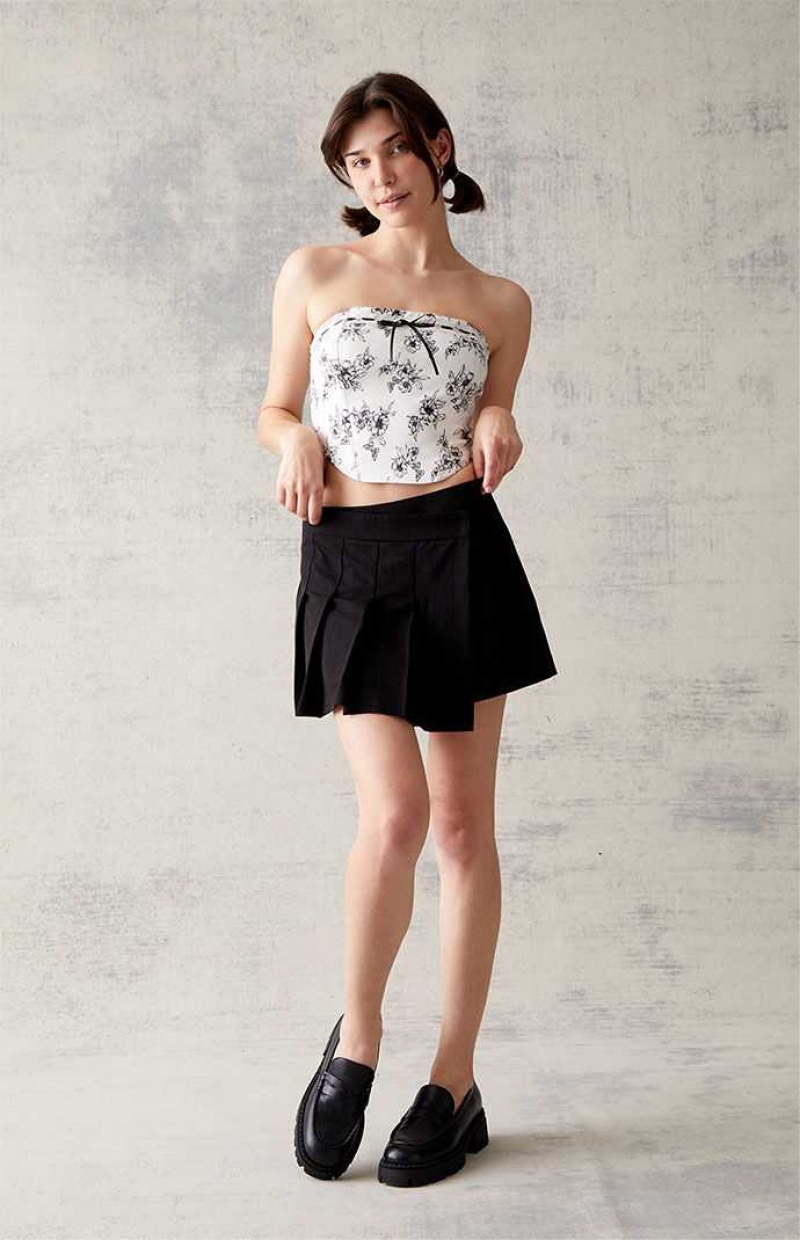 BLACK PacSun Kendall & Kylie Asymmetrical Pleated Mini Skort | MCKLSUO-52