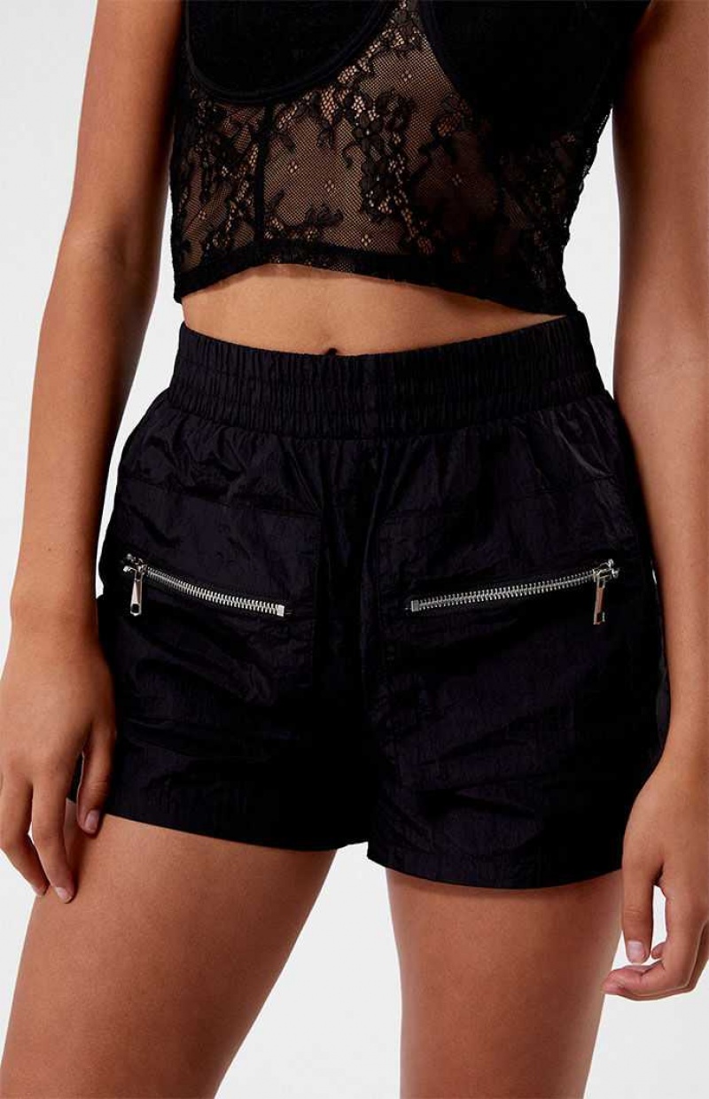 BLACK PacSun LA Hearts Cargo Elastic Waist Shorts | CSFHJDU-40