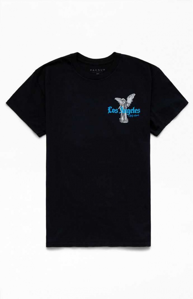 BLACK PacSun LA Stone Angel T-Shirt | OGLJATX-12