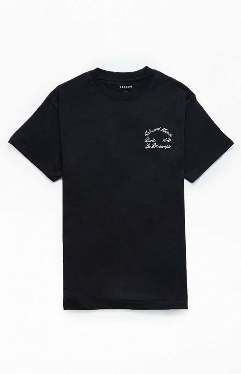 BLACK PacSun Le Printemps Stitch T-Shirt | NHTWGVE-18