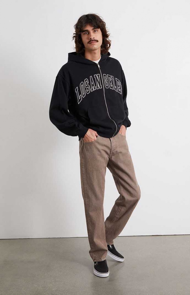 BLACK PacSun Los Angeles Full Zip Hoodie | BZSLHEG-78