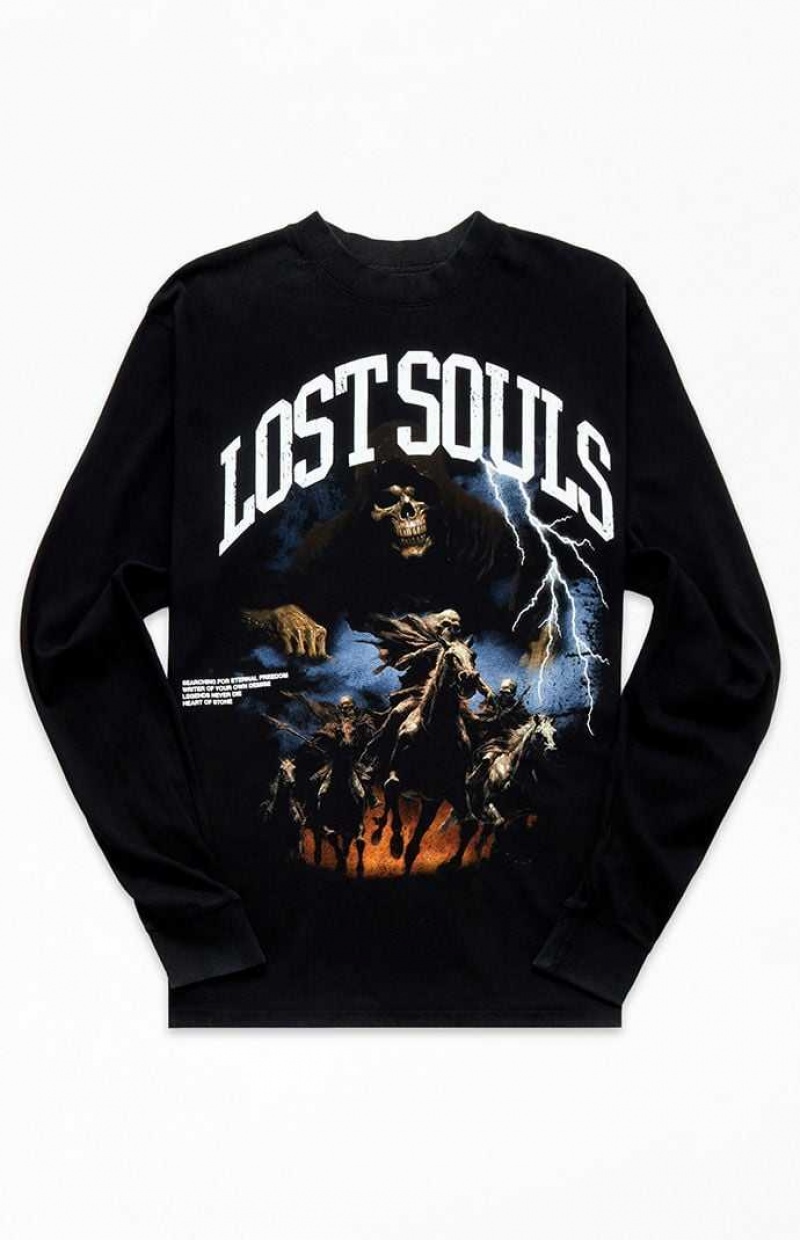 BLACK PacSun Lost Souls Oversized Long Sleeve T-Shirt | ZIVDXNG-87