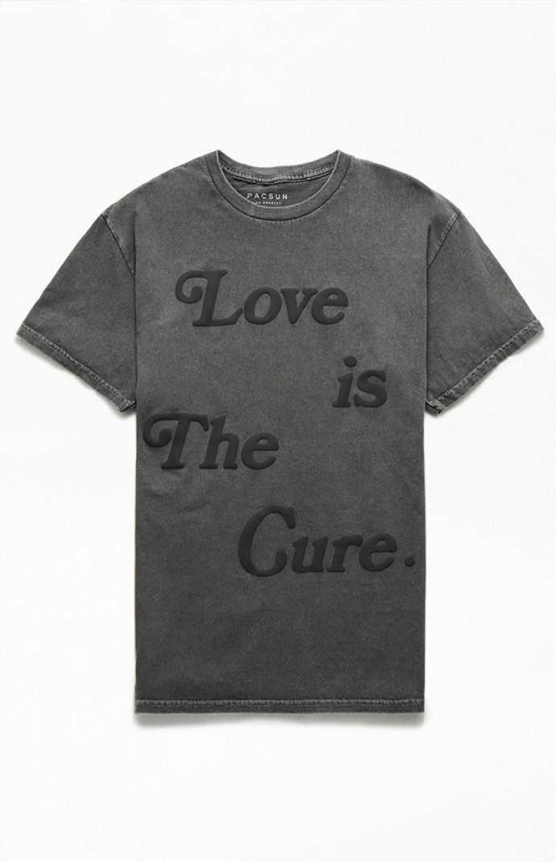 BLACK PacSun Love Is The Cure Puff Graphic T-Shirt | JXKELTY-18