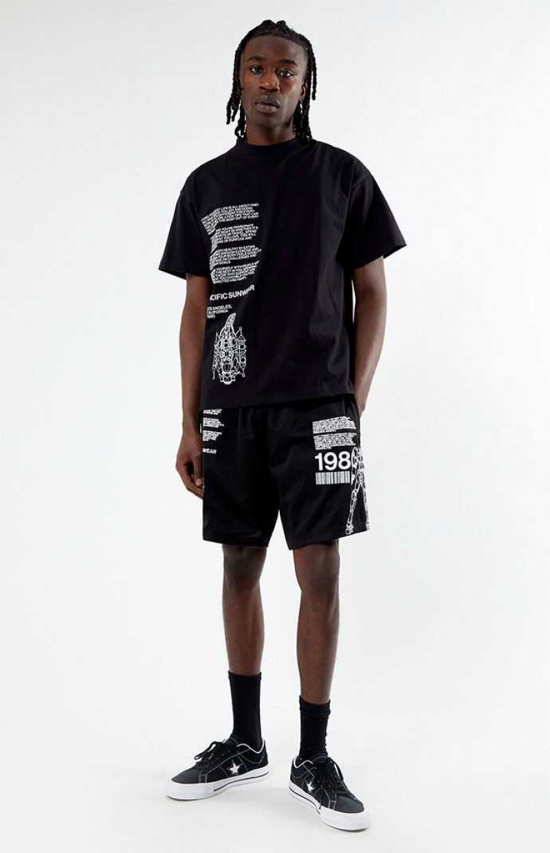 BLACK PacSun Mech Mesh Shorts | XBPQAVO-19