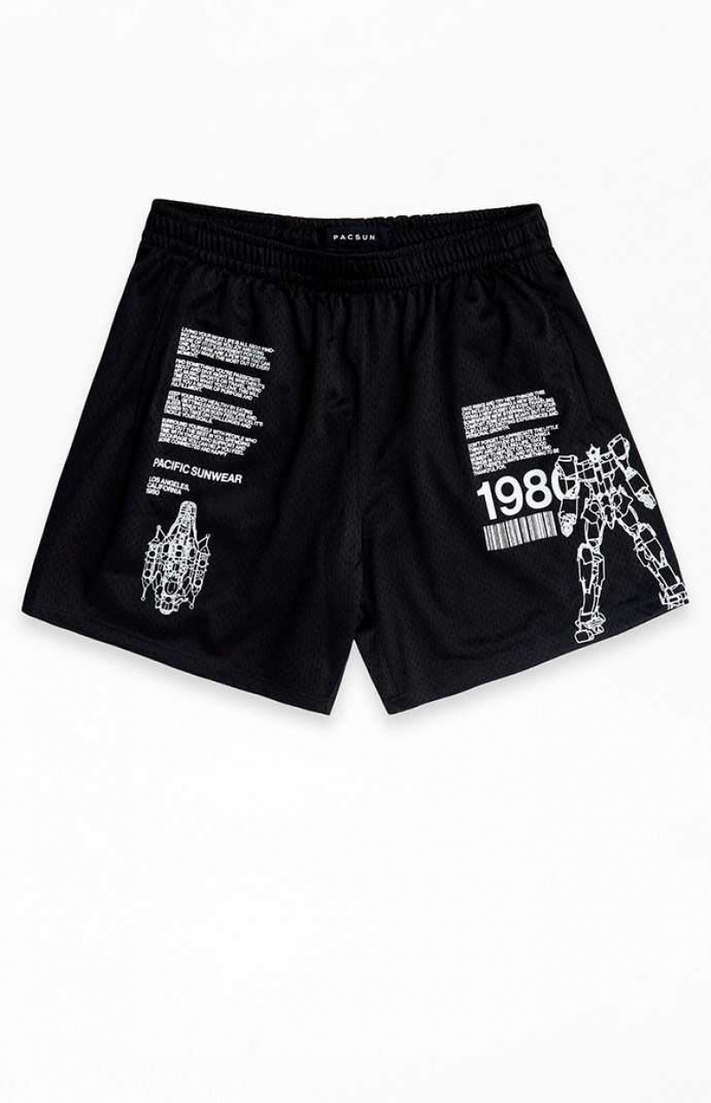 BLACK PacSun Mech Mesh Shorts | XBPQAVO-19