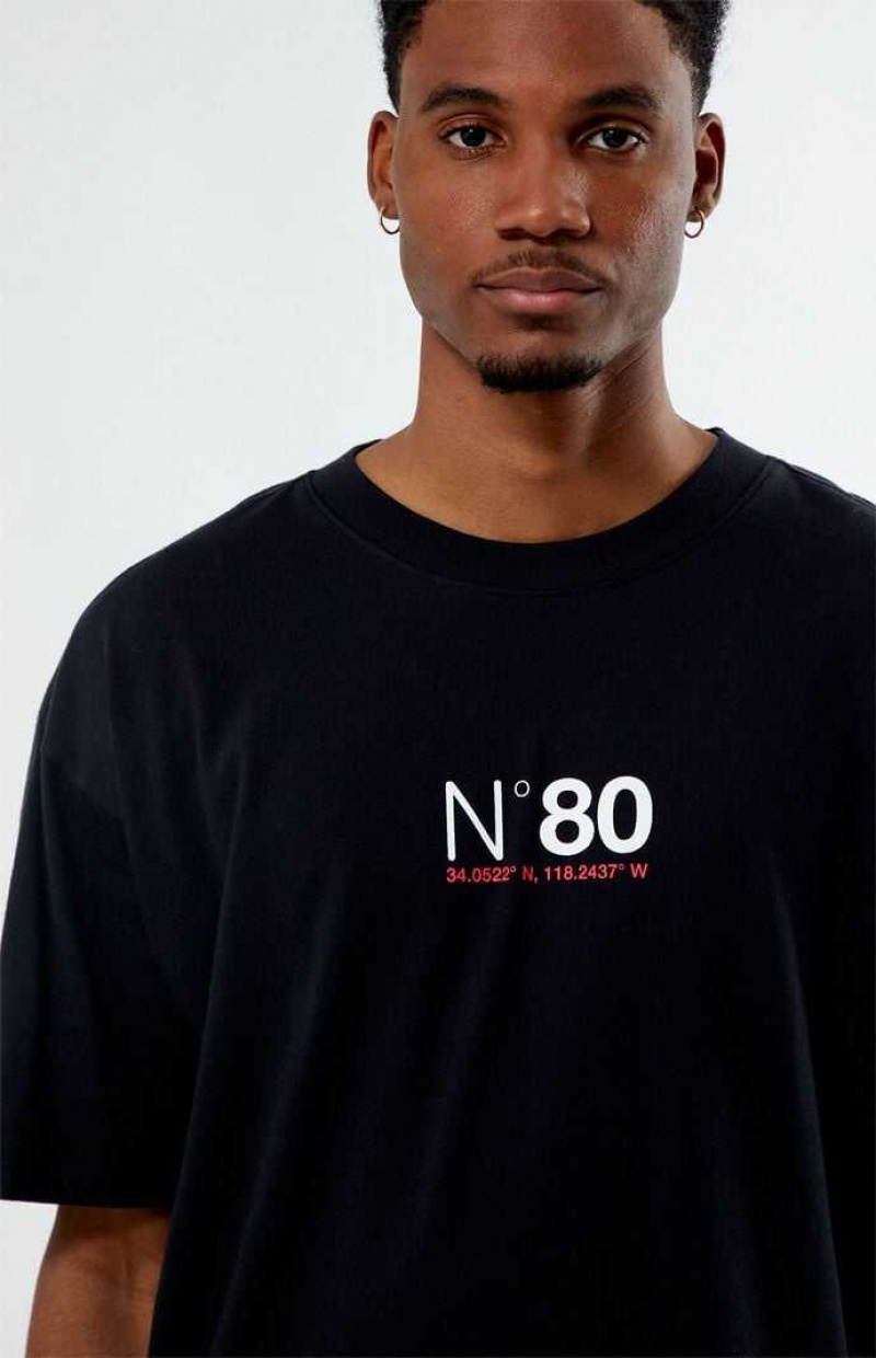 BLACK PacSun N80 T-Shirt | QJUNTEV-08