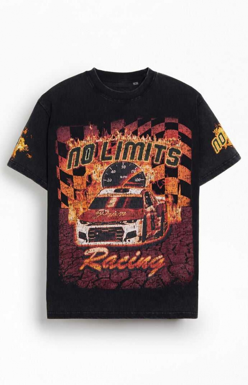 BLACK PacSun No Limits Racing Oversized T-Shirt | XJMQCBS-58