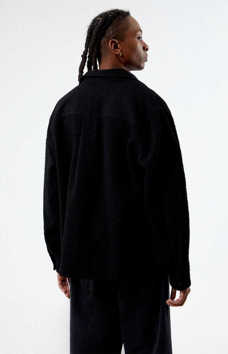 BLACK PacSun Oversized Wooly Solid Shacket | MNLCWID-76