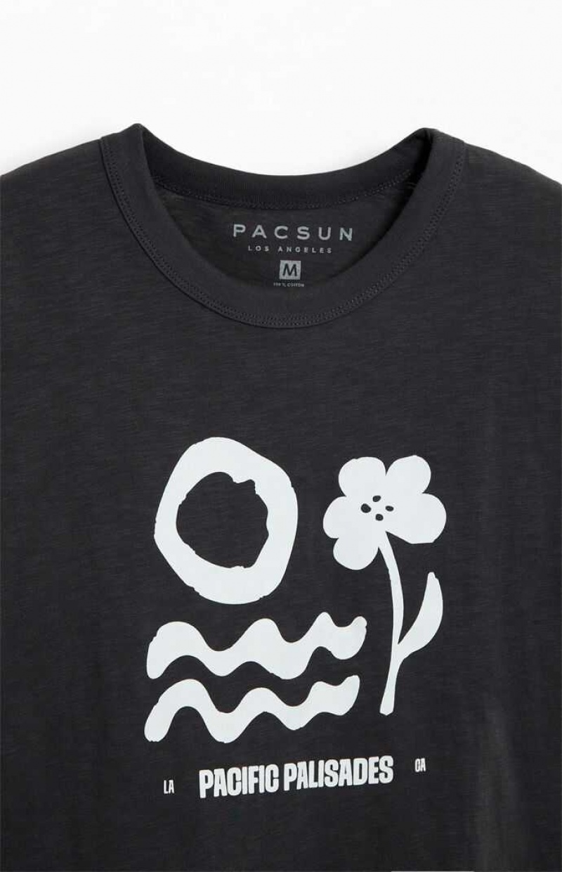 BLACK PacSun Pacific Palisades Slub T-Shirt | WYJELFC-30