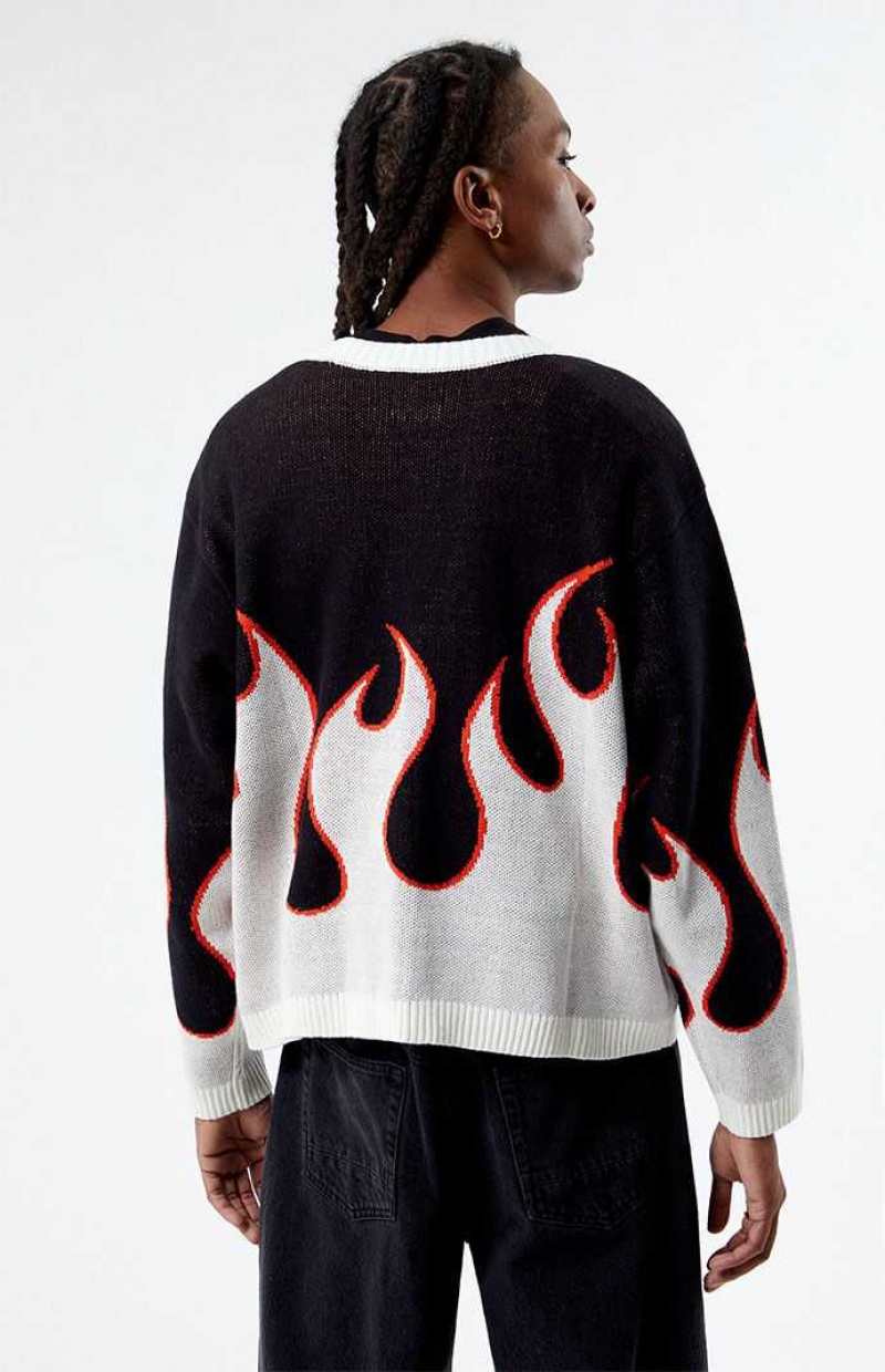 BLACK PacSun Pacific Sunwear Flame Cardigan | LNIDKEB-46