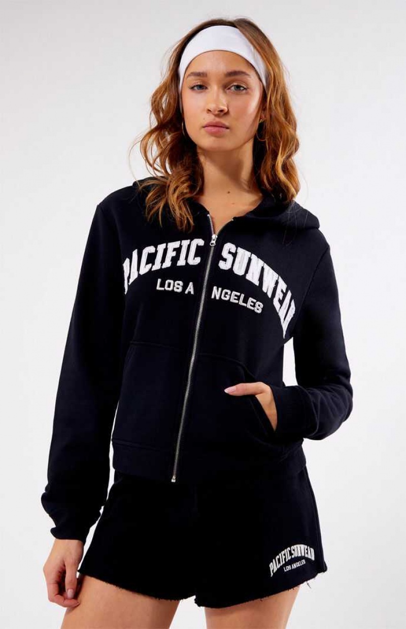 BLACK PacSun Pacific Sunwear Full Zip Hoodie | NDTWXML-18