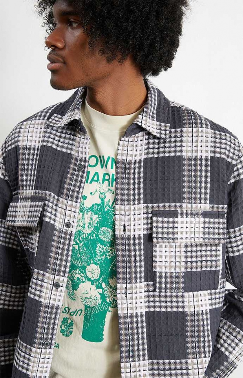 BLACK PacSun Plaid Waffle Shirt | IKOURSY-42