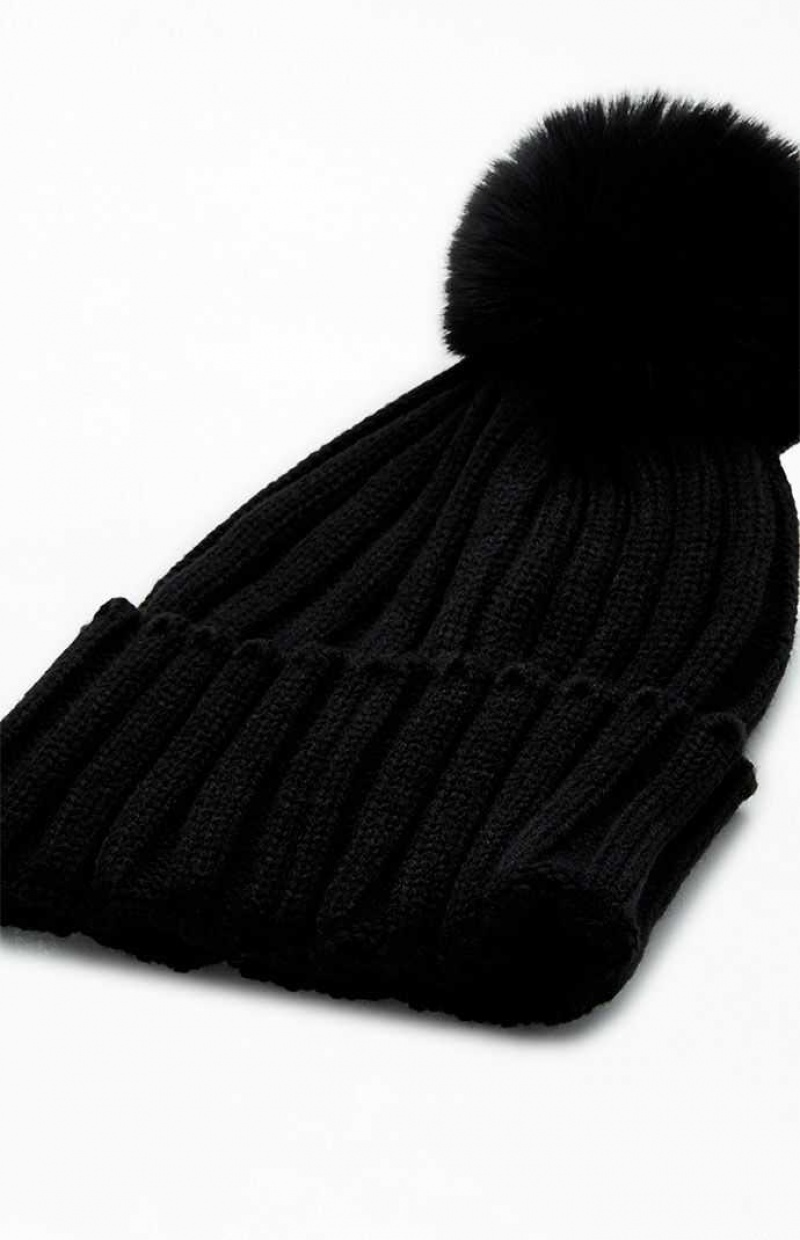 BLACK PacSun Pom Pom Beanie | VHOTDXB-86