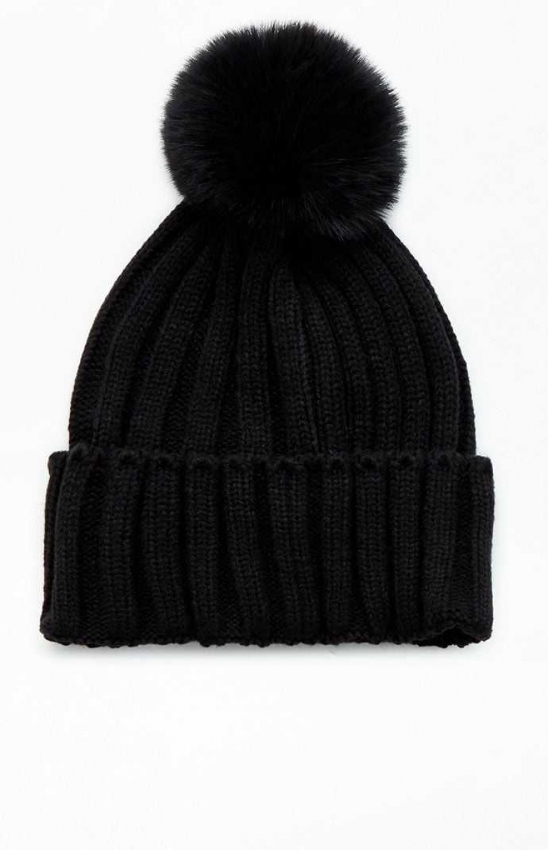 BLACK PacSun Pom Pom Beanie | VHOTDXB-86