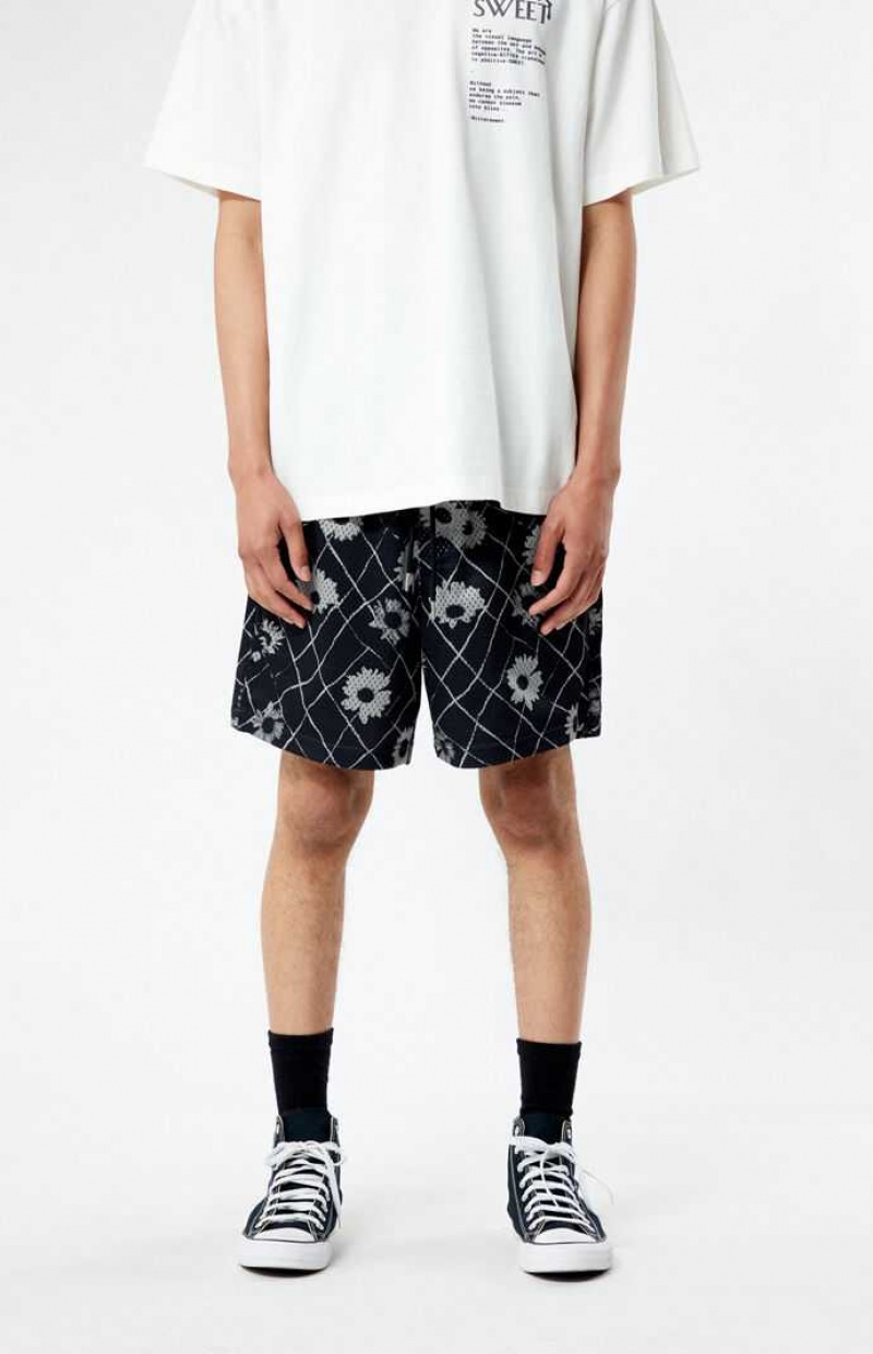 BLACK PacSun Printed Mesh Basketball Shorts | FGTRJZN-80