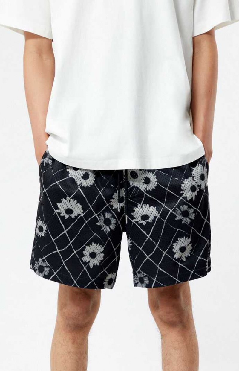 BLACK PacSun Printed Mesh Basketball Shorts | FGTRJZN-80