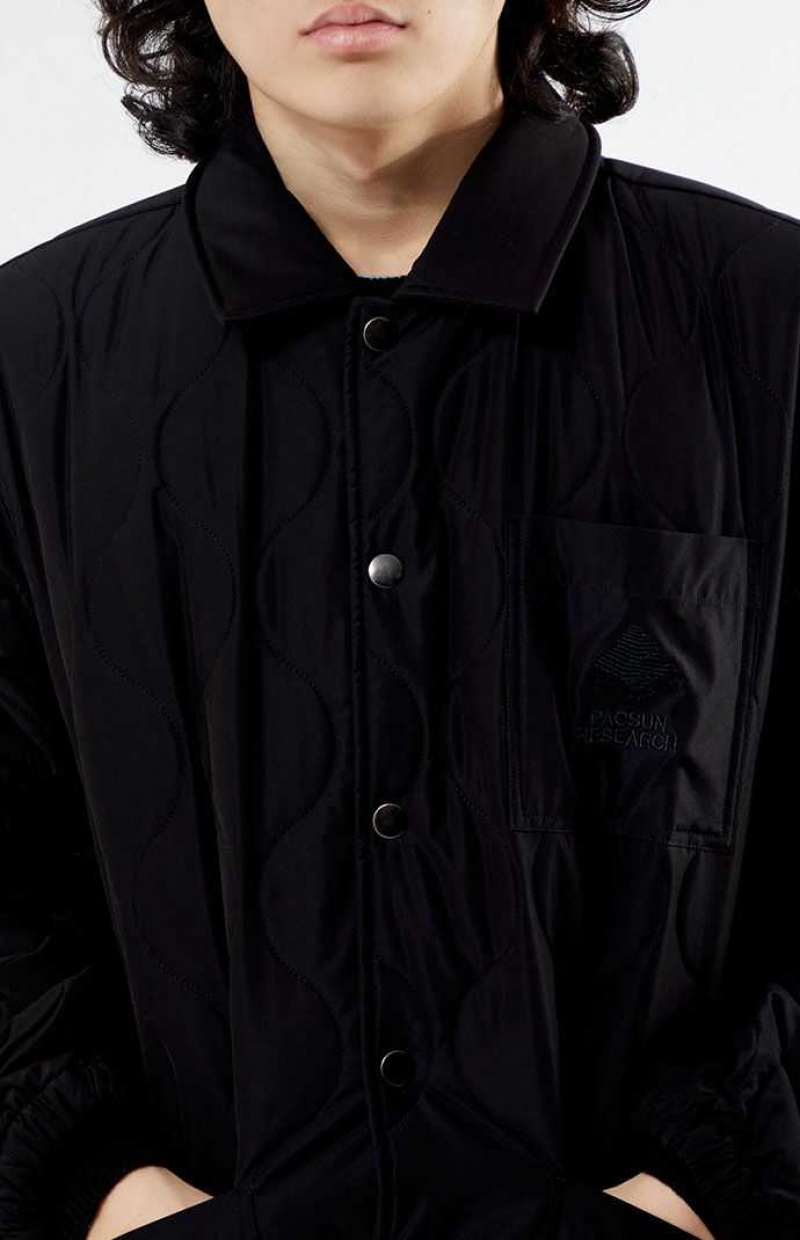 BLACK PacSun Quilted Coaches Jacket | XOSWRYA-38