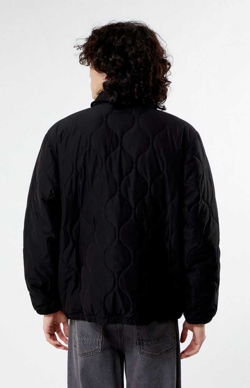 BLACK PacSun Quilted Coaches Jacket | XOSWRYA-38