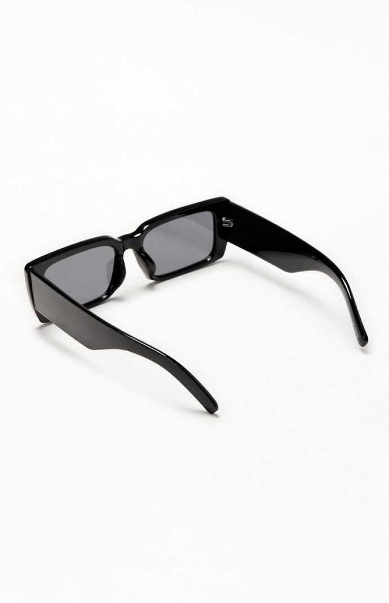 BLACK PacSun Rectangle Low Profile Sunglasses | FMXYCOQ-15