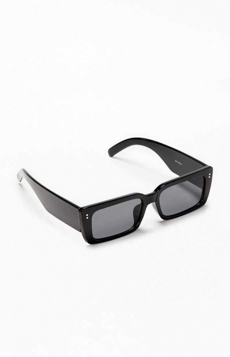 BLACK PacSun Rectangle Low Profile Sunglasses | FMXYCOQ-15