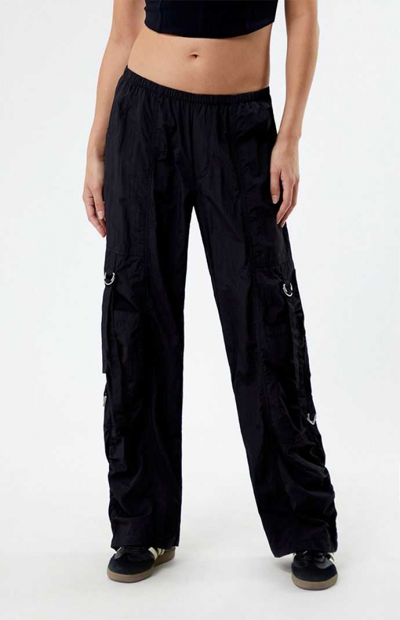 BLACK PacSun Ruched Low Rise Pull-On Pants | SRFNBHO-52