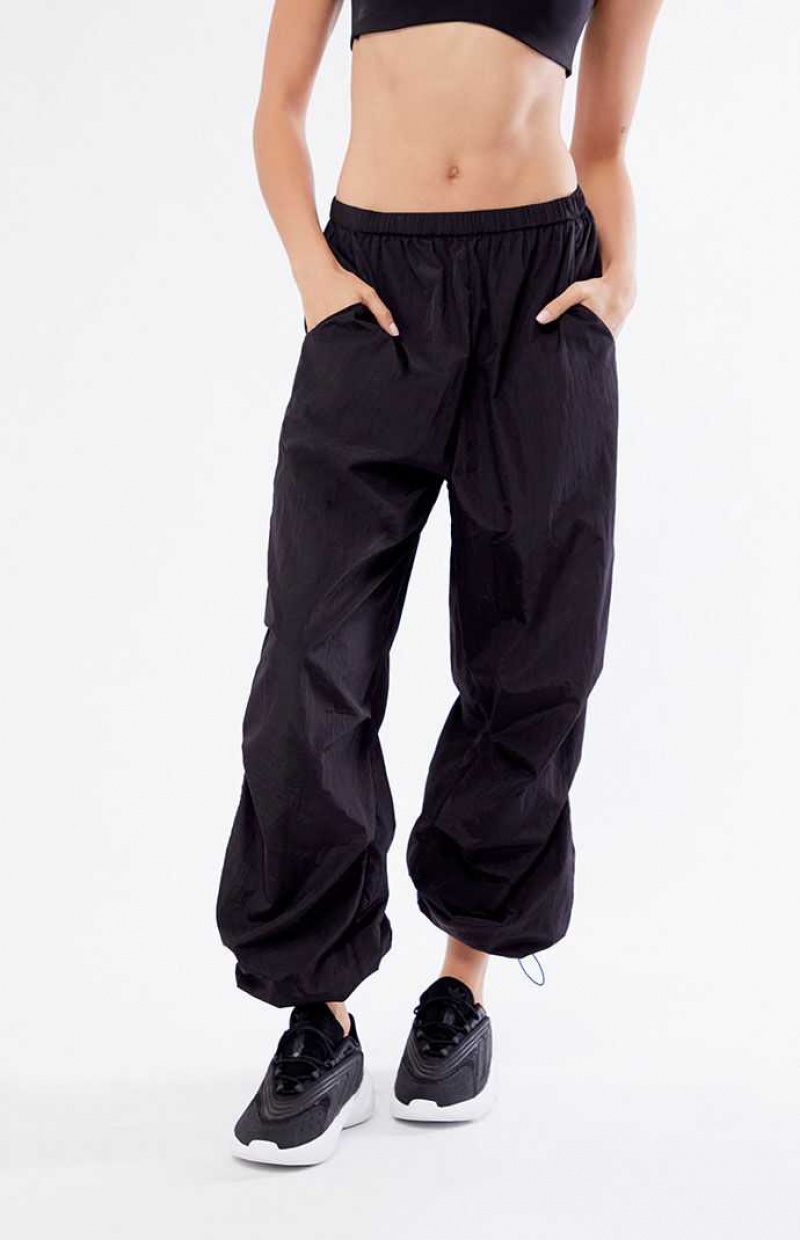 BLACK PacSun Ruched Shine Baggy Pants | FAXTULM-58