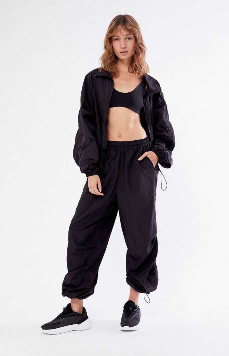 BLACK PacSun Ruched Shine Baggy Pants | FAXTULM-58