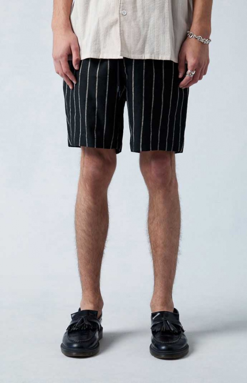 BLACK PacSun Russel Linen Volley Shorts | IQVCGYL-93