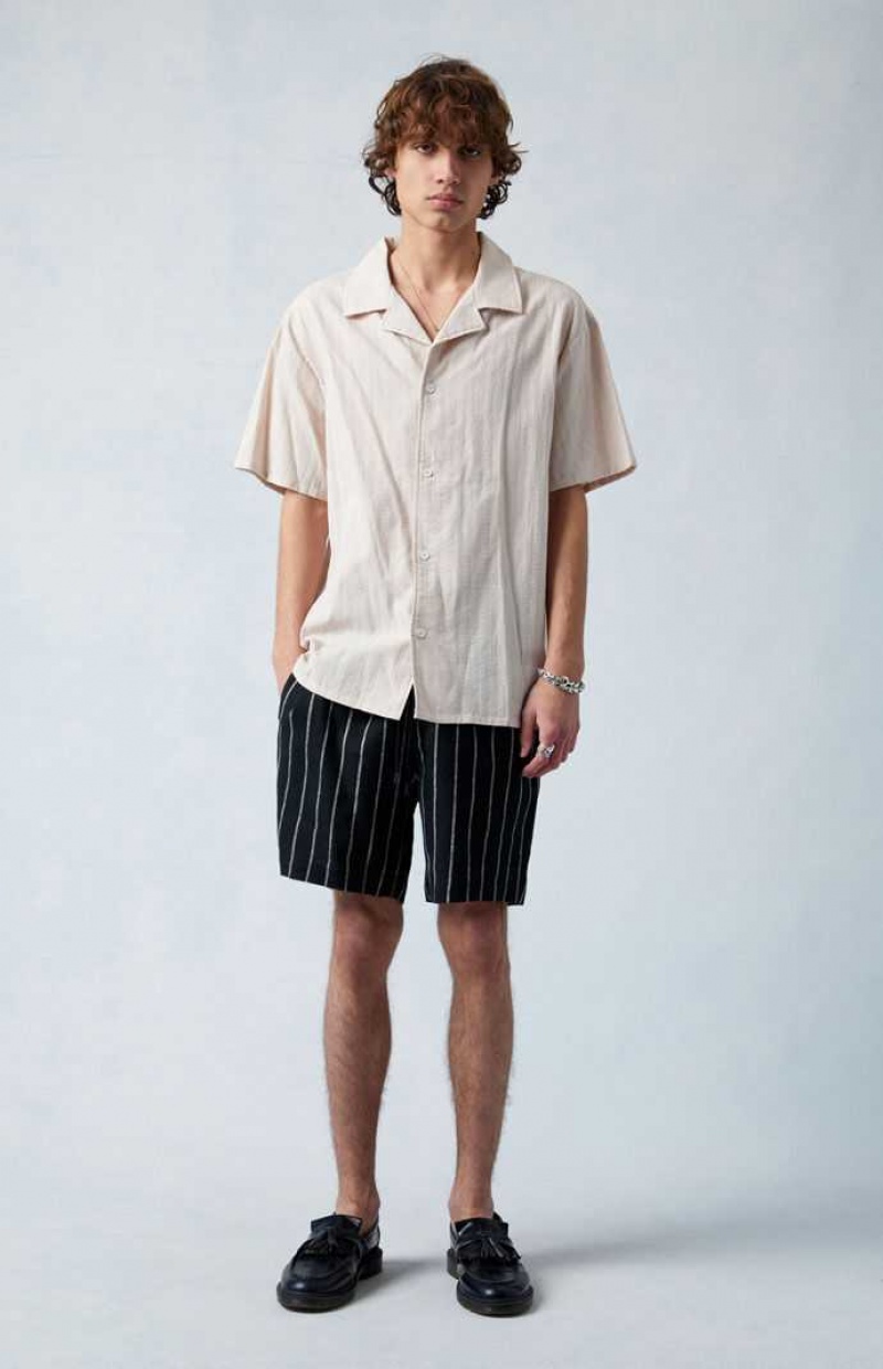 BLACK PacSun Russel Linen Volley Shorts | IQVCGYL-93