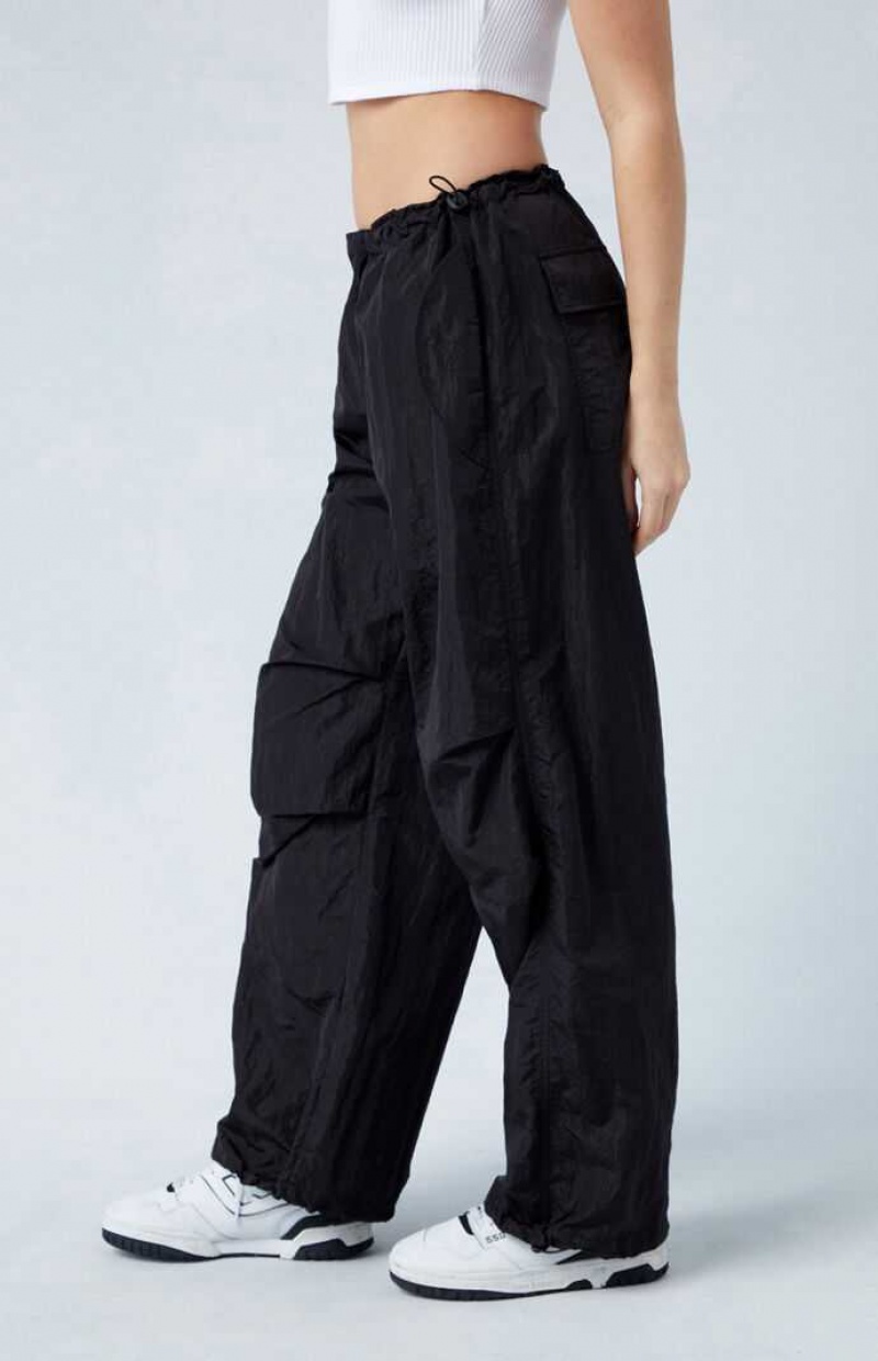 BLACK PacSun Shine Low Rise Parachute Pants | FQVEXTP-62